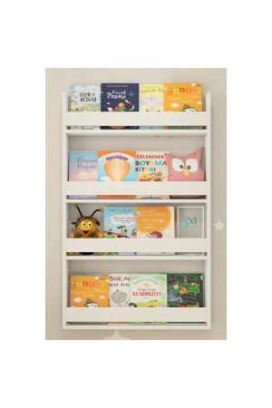 Montessori-Kinderzimmer-Pädagogik-Bücherregal, 4-teiliges Wandregal, RHS4BOOKSHELF - 4