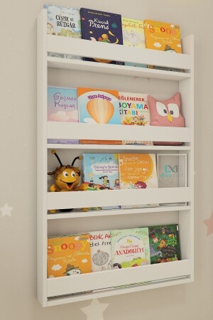 Montessori Kinderzimmer, pädagogisches Bücherregal, 4 Regale, weißes Bücherregal 123152016095749 - 4