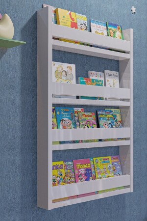 Montessori-Kinderzimmer-pädagogisches Bücherregal mit 4 Regalen, dekoratives Wandregal QZU_02 - 6