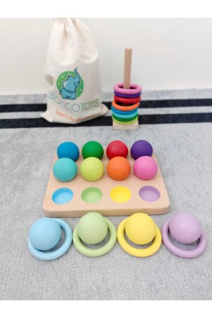 Montessori passendes Bälle- und Ring-Set, Massivholz-Spiel G12205818000123 - 5