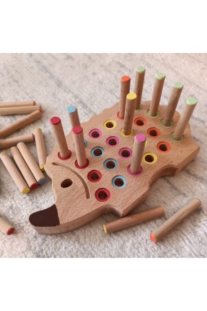 Montessori Steck-Igel aus Holz bunt - 4