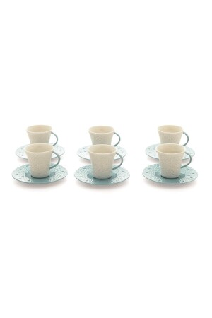 Moon 12-teiliges türkisches Kaffeeset für 6 Personen, Blau, NBNMN12KT9930 - 1