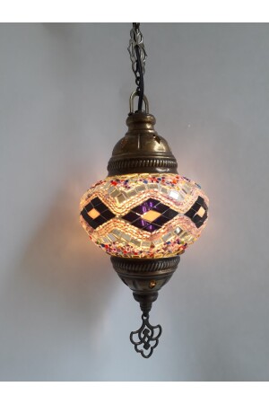 Mosaik-Kronleuchter, authentische türkische Lampe, dekorativer Kronleuchter, Glas zweiter Größe, 60 cm, turkishlamps12356 - 4