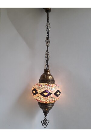 Mosaik-Kronleuchter, authentische türkische Lampe, dekorativer Kronleuchter, Glas zweiter Größe, 60 cm, turkishlamps12356 - 6