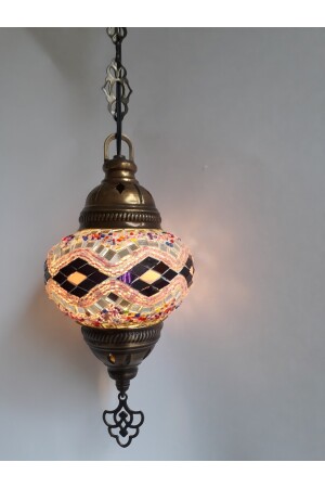 Mosaik-Kronleuchter, authentische türkische Lampe, dekorativer Kronleuchter, Glas zweiter Größe, 60 cm, turkishlamps12356 - 7