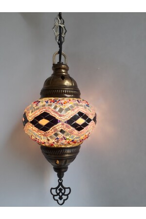 Mosaik-Kronleuchter, authentische türkische Lampe, dekorativer Kronleuchter, Glas zweiter Größe, 60 cm, turkishlamps12356 - 8