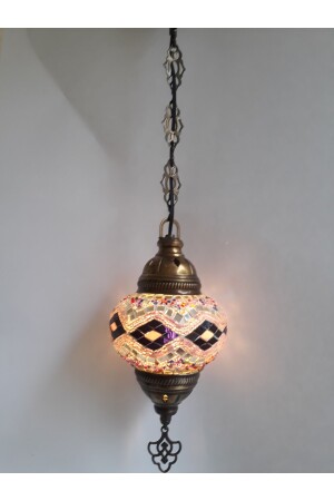 Mosaik-Kronleuchter, authentische türkische Lampe, dekorativer Kronleuchter, Glas zweiter Größe, 60 cm, turkishlamps12356 - 9