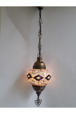 Mosaik-Kronleuchter, authentische türkische Lampe, dekorativer Kronleuchter, Glas zweiter Größe, 60 cm, turkishlamps12356 - 3