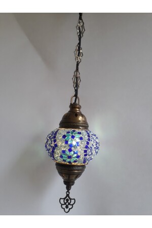 Mosaik-Kronleuchter, authentische türkische Lampe, dekorativer Kronleuchter, Glas zweiter Größe, 60 cm, turkishlamps12356 - 5