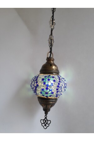 Mosaik-Kronleuchter, authentische türkische Lampe, dekorativer Kronleuchter, Glas zweiter Größe, 60 cm, turkishlamps12356 - 6