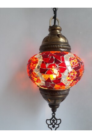 Mosaik-Kronleuchter, authentische türkische Lampe, dekorativer Kronleuchter, Glas zweiter Größe, 60 cm, turkishlamps12356 - 7