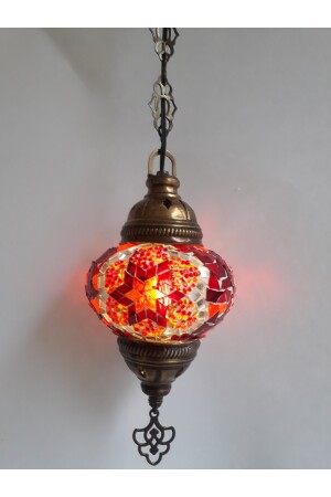 Mosaik-Kronleuchter, authentische türkische Lampe, dekorativer Kronleuchter, Glas zweiter Größe, 60 cm, turkishlamps12356 - 8