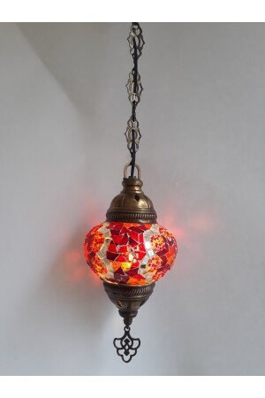 Mosaik-Kronleuchter, authentische türkische Lampe, dekorativer Kronleuchter, Glas zweiter Größe, 60 cm, turkishlamps12356 - 9