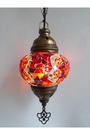 Mosaik-Kronleuchter, authentische türkische Lampe, dekorativer Kronleuchter, Glas zweiter Größe, 60 cm, turkishlamps12356 - 10