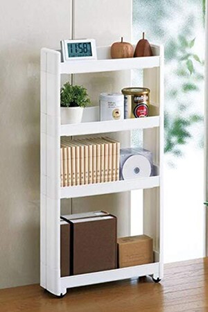 Motek Slim Shelf 4-stufiger Mehrzweck-Organizer auf Rollen, Küchenregal, Badezimmer-Organizer (WEISS) onsd89ok - 4