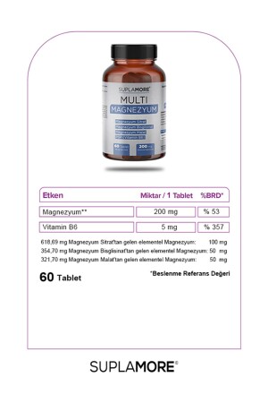 Multi Magnezyum Bisglisinat-Sitrat-Malat - P5P 60 Tablet - 5