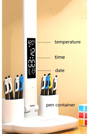 Multifunktionale Schreibtischlampe, Schreibtischuhr, Stifthalter, Thermometer - 6