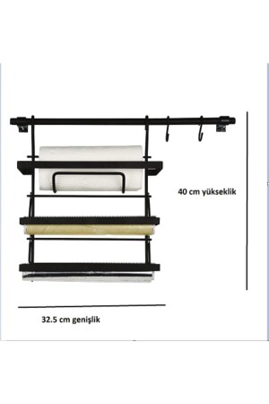 Mutfak Aksesuarı Folyoluk Ve Baharatlık Birlikte Siyah Set AKIN2 - 5