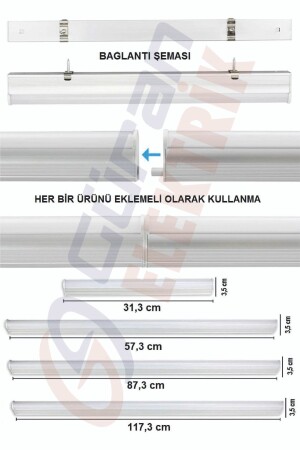 Mutfak Tezgah Aydınlatması-raf Aydınlatması 120cm Led Anahtarlı Set- Beyaz - 5