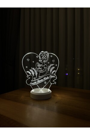 Muttertagsgeschenk. LED-Tischlampe mit Schriftzug „Happy Mother's Day“ in Herzform – Weiß ILZV-10 - 7