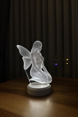 Muttertagsgeschenk. LED-Tischlampe mit sitzender Engelsfigur – Weiß ILZV-219 - 4