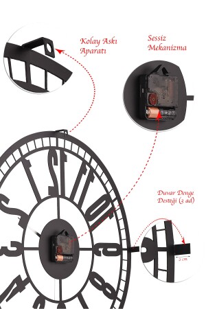 Muyika Bruno Metal Siyah Duvar Saati 50x50cm Mds-50 MYK1192 - 10