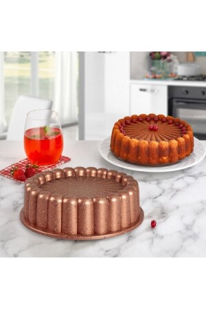 MyChef Granit Döküm Tart Kalıbı 26cm Dilimli Tart Turta Kalıbı Rose trtr001 - 2