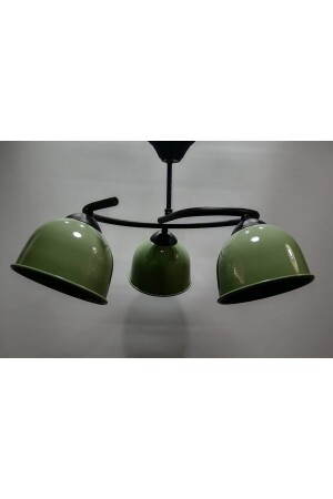 Mylights Haki Yeşil Üçlü Metal Avize Rustik Vintage Avize MYL002895 - 3