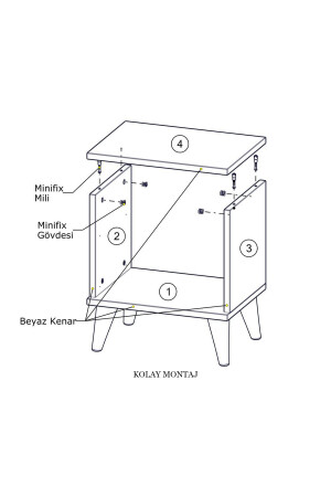 Nachttisch glänzend weiß Holz Nachttisch mit Schubladen Schlafzimmer KMD-01 - 7