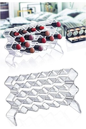 Nagellack-Lippenstift-Ständer mit 18 Fächern – Kosmetik-Organizer, transparenter Make-up-Organizer - 2