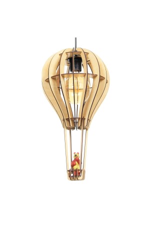 Natürlicher MDF-3D-Puzzle-Laser-Kronleuchter mit fliegendem Ballon aus MDF für Kinderzimmer, ohne Leuchtmittel, DECARTAVZ0063 - 7