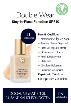 Natürliches und mattes Finish – Double Wear Stay-in-Place Foundation Spf 10 (0n1 Alabaster) – 30 ml - 3