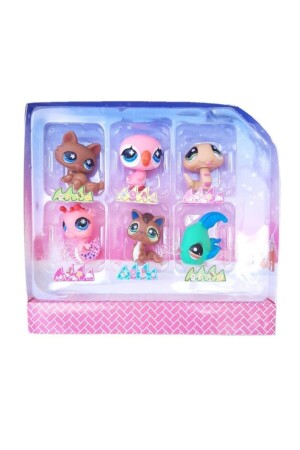 Neşeli Minişler 6'lı Miniş Ailesi Oyuncak Pet Star Little Minişler Pembe Kuşlu Model Set 1773 - 3