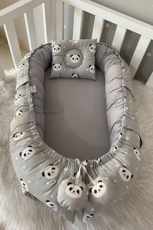 Nest Grey Panda Luxuriöses orthopädisches Jaju-Babynest Babybett, Mutterseiten-Babybett - 3