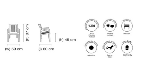 Neta Plastik Sandalye 4 Adet - 6