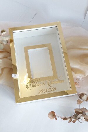 Neues Modell 25x35 cm Gold-weißes LED-Modelldesign Rose Box Memory Frame mit Fotofläche! - 2