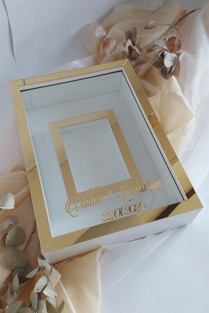 Neues Modell ohne LED 25x35 cm Gold-Weiß Modell Design Rose Box Memory Rahmen mit Fotofläche! - 1