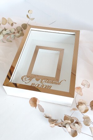 Neues Modell ohne LED 25x35 cm Weiß-Bronze Modell Design Rose Box Memory-Rahmen mit Fotobereich! - 2