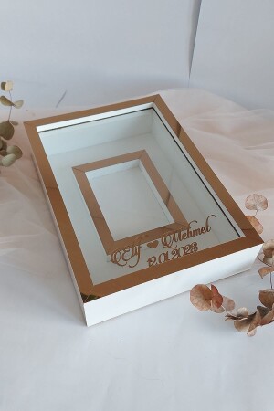 Neues Modell ohne LED 25x35 cm Weiß-Bronze Modell Design Rose Box Memory-Rahmen mit Fotobereich! - 6