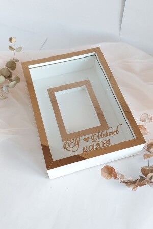 Neues Modell ohne LED 25x35 cm Weiß-Bronze Modell Design Rose Box Memory-Rahmen mit Fotobereich! - 7