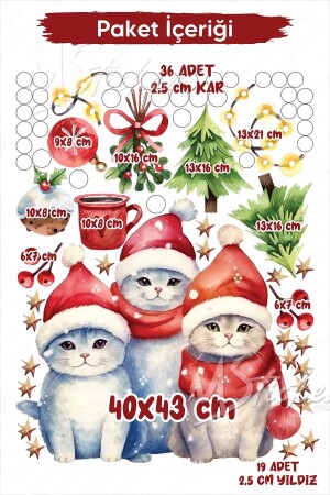 Neujahr Weihnachten Katzen Glas Wandaufkleber Set Süße Katzen Winter Konzept Figuren Weihnachtsornament YB38 - 5