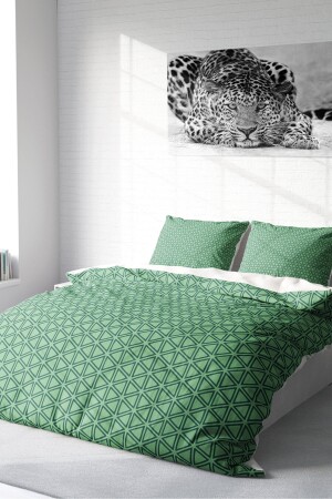 Nevresim Takımı %100 Doğal Pamuk Çift Kişilik 3d Digital Green Pattern monohome18474HF - 4