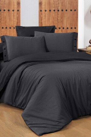 New Fancy Stripe Black Single 100% Cotton Striped Duvet Cover Set SAREV. 3181323001 - 1