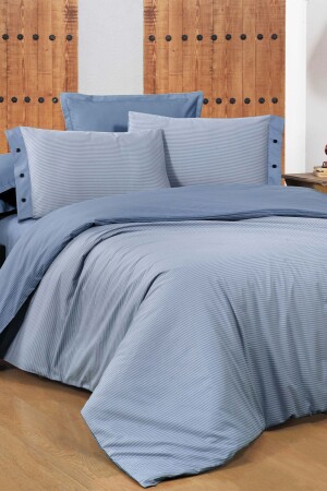 New Fancy Stripe Blue King Size 100 % Baumwolle gestreiftes Bettbezug-Set SAREV. 3181325006 - 2