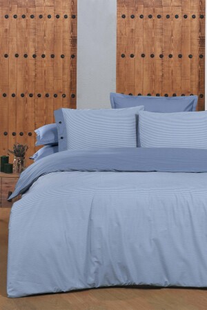 New Fancy Stripe Blue King Size 100 % Baumwolle gestreiftes Bettbezug-Set SAREV. 3181325006 - 5