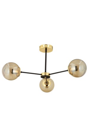 Nide 3-teiliger Schwarz-Gold-Honigglas-Kronleuchter für modernes Jugendzimmer, Schlafzimmer, Retro-Wohnzimmer, 3540-03-GD - 5