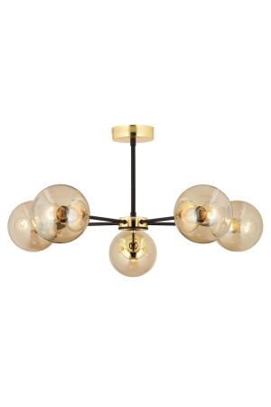 Nide 5-teiliger Schwarz-Gold-Honigglas-Kronleuchter für modernes Jugendzimmer, Schlafzimmer, Retro-Wohnzimmer, 3540-05-GD - 4