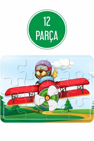 Niedliche Tiere, Dinosaurier und Teddybär im Flugzeug, Holzpuzzle-Set, 4 Stück, A41631 - 7