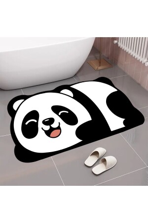 Niedlicher Panda, wasserabsorbierende Badematte für die Dusche vorne, Toilettensitz, einteilige Badematte mit Tiermuster - 5