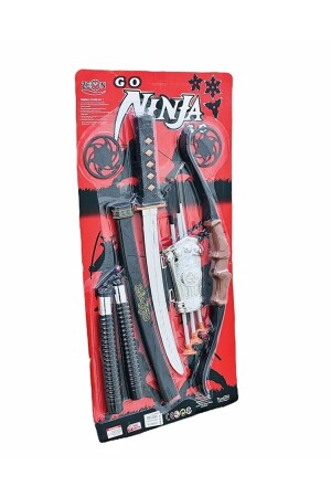 Ninja Samurai Fighting Battle Set Pfeil Bogen Schwert Schild Nunchuck Ninja Star Wurfmesser 10-teilig - 4